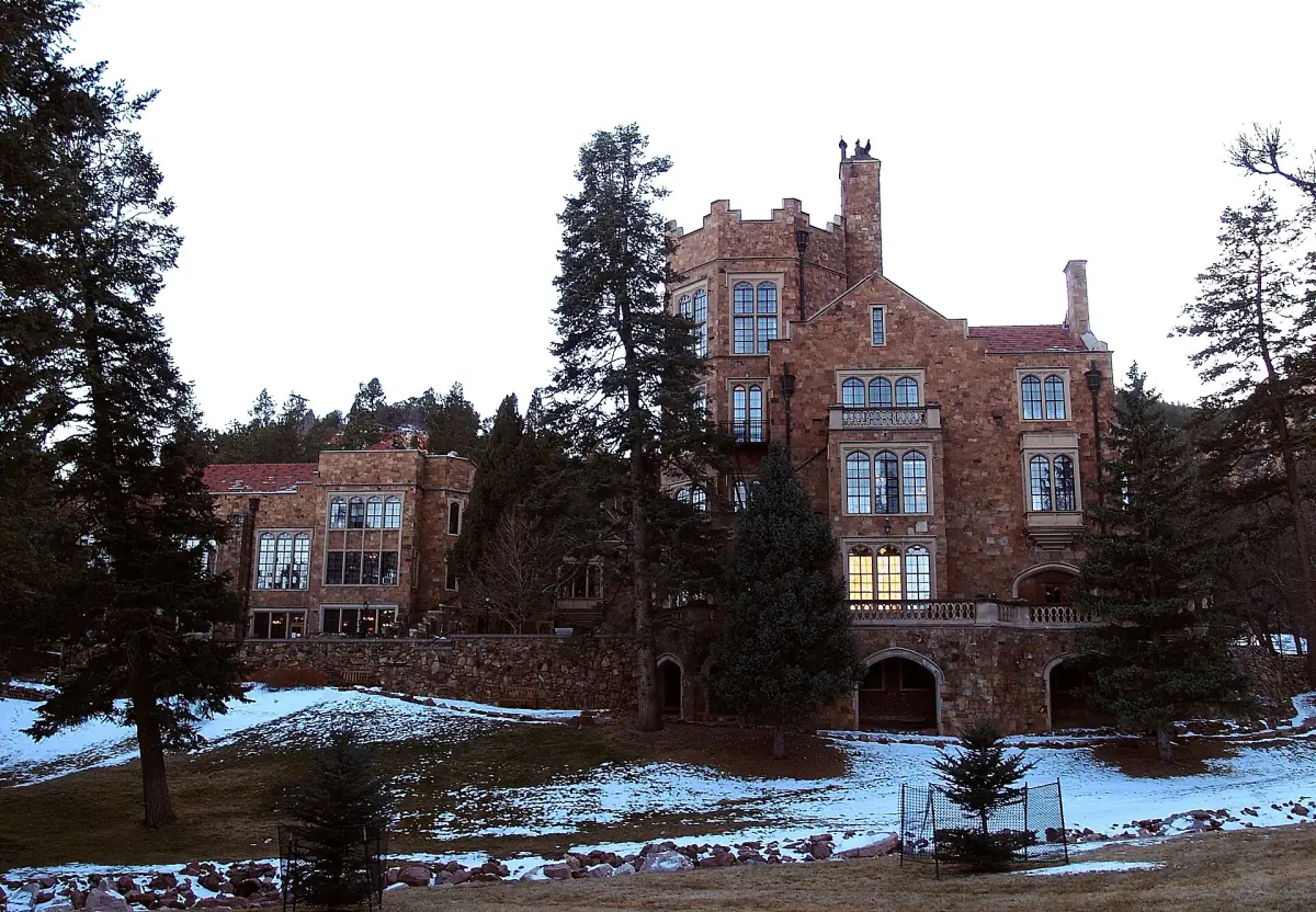 Glen Eyrie castle among pine trees