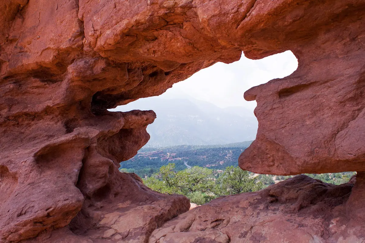 View through the rock window of the Siamese Twins