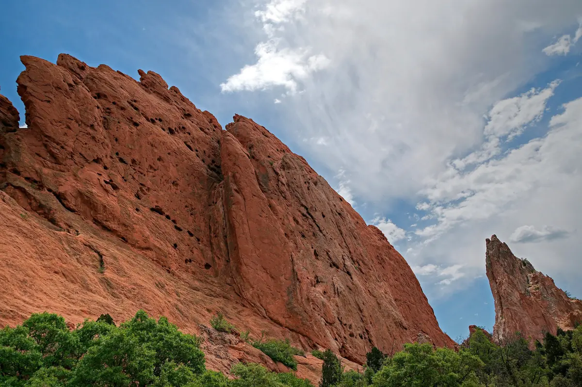 Pulpit Rock and Cathedral Spires under afternoon clouds
