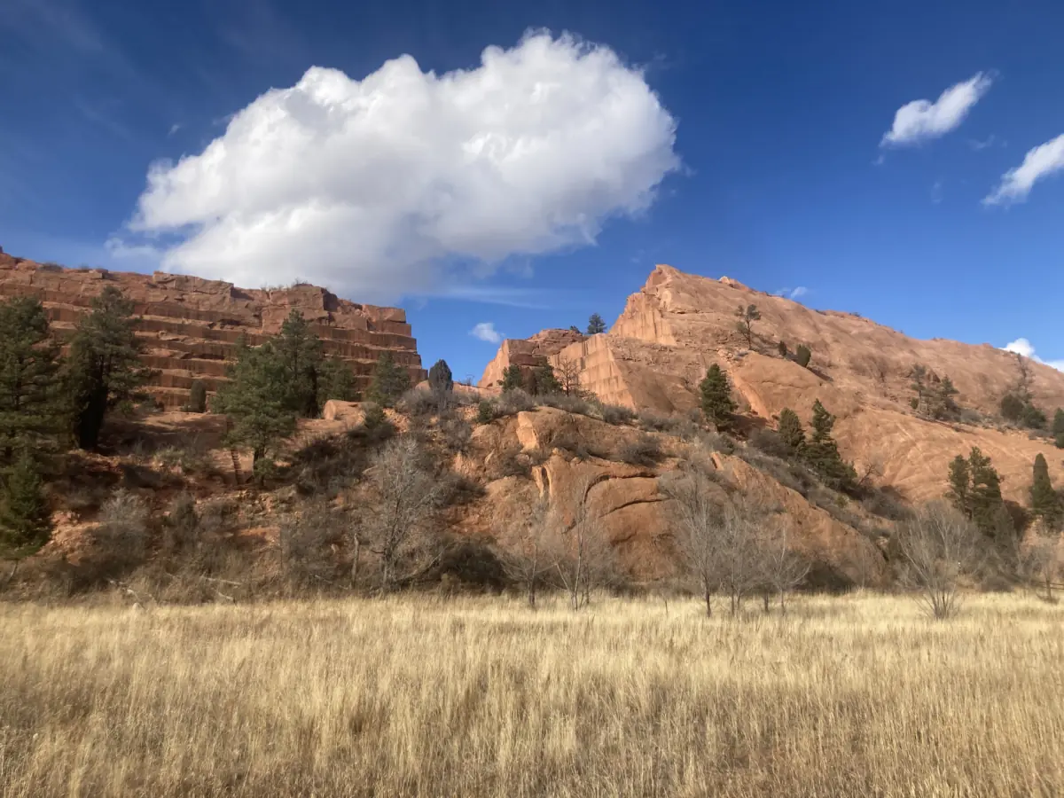 Rock formations above a meadow in Red Rock Canyon Open Space
