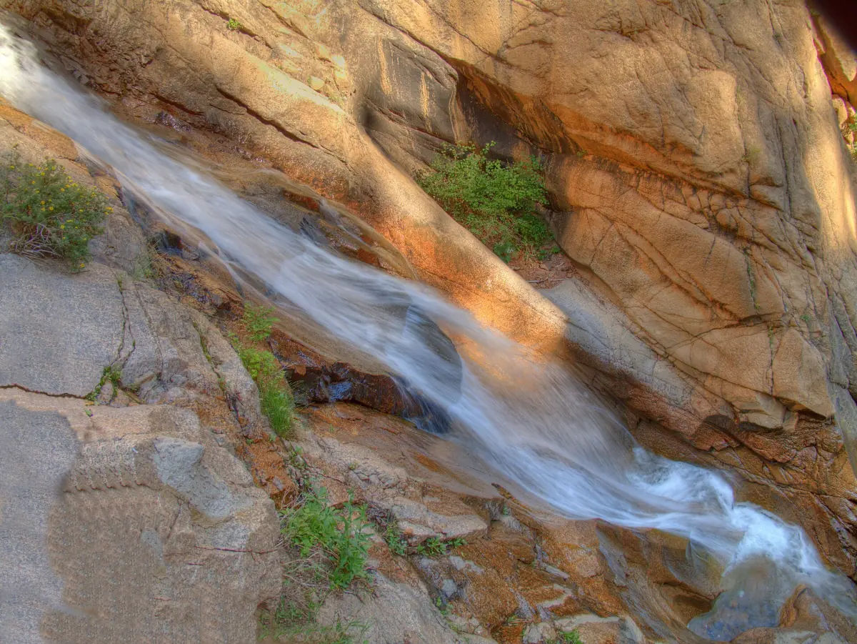 Water cascading over rock at Seven Falls